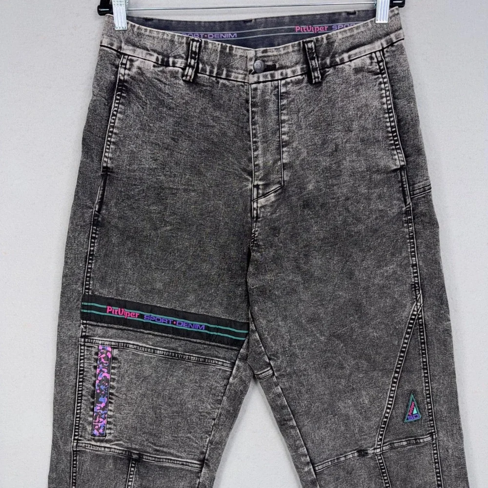 Pit Viper Mens Medium Gray Acid Wash Sport Denim Jogger Pants Streetwear Y2K